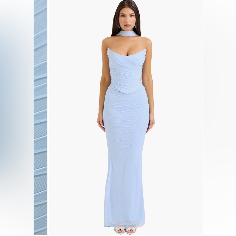 House of CB Hallie Corset Top and Skirt SET - Light Blue